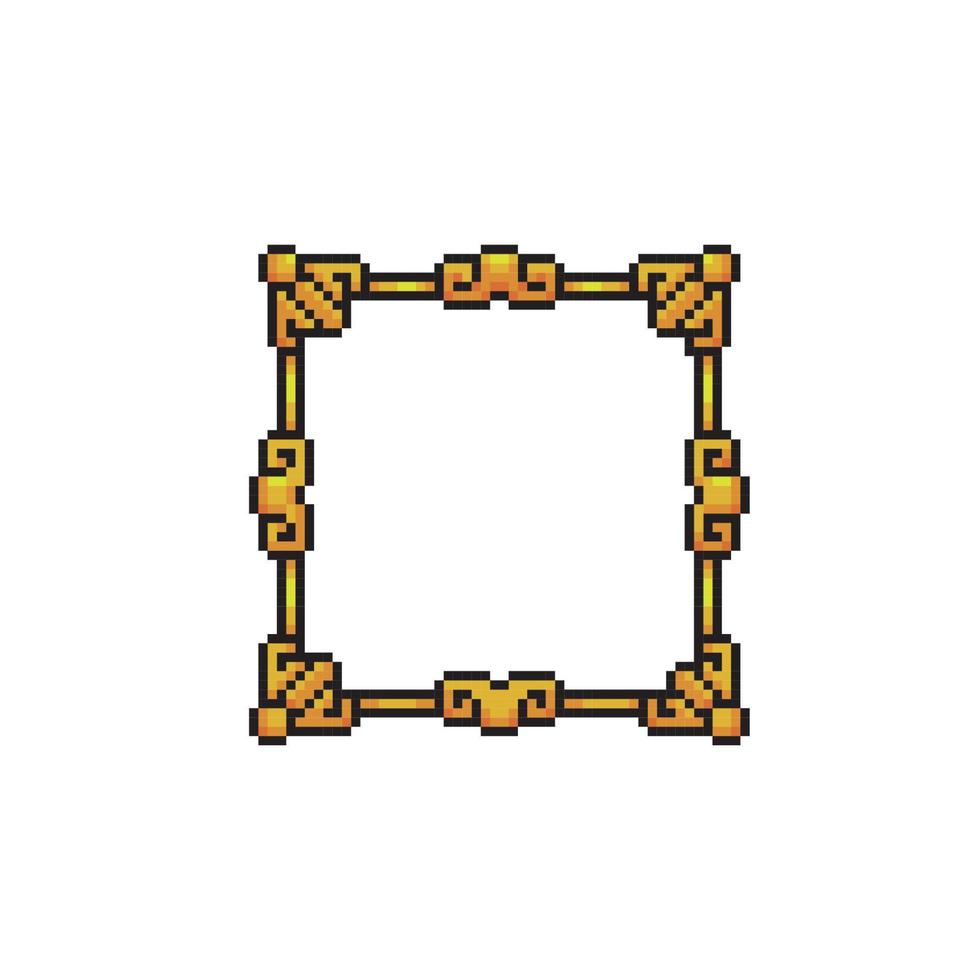 gold frame in pixel art style vector