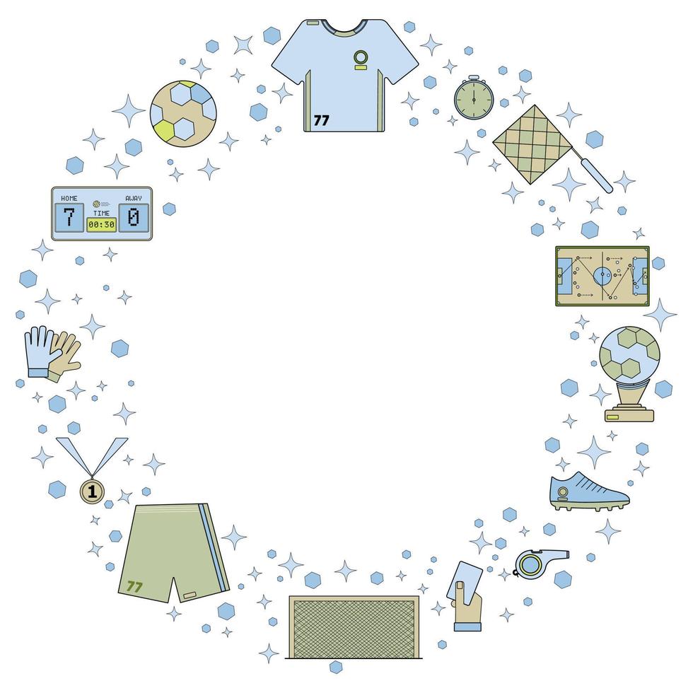 Soccer circle elements blue vector
