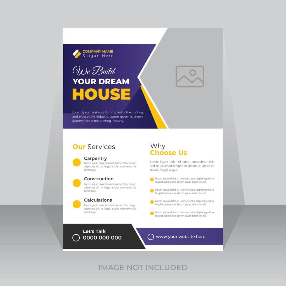 Construction renovation and real estate business flyer template design vector