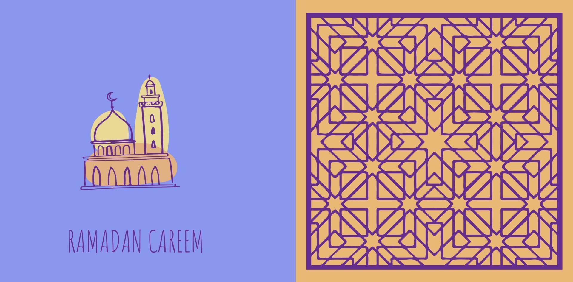 Ramadán kareem islámico saludo tarjeta modelo islámico ornamento vector