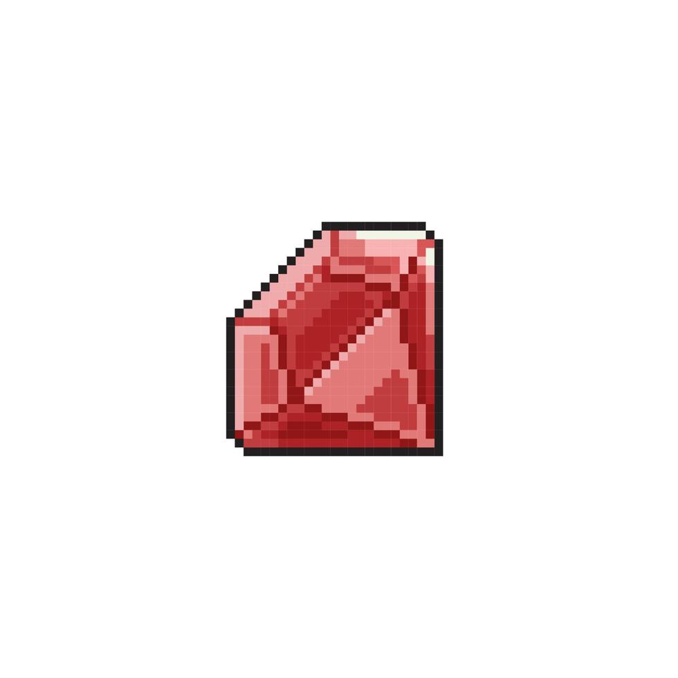 ruby stone in pixel art style vector