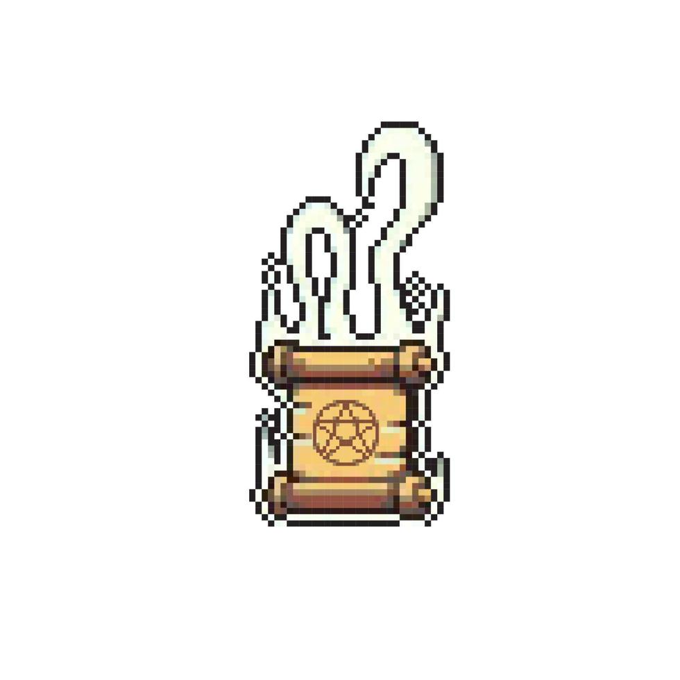 magic scroll with pentagram sign in pixel art style vector