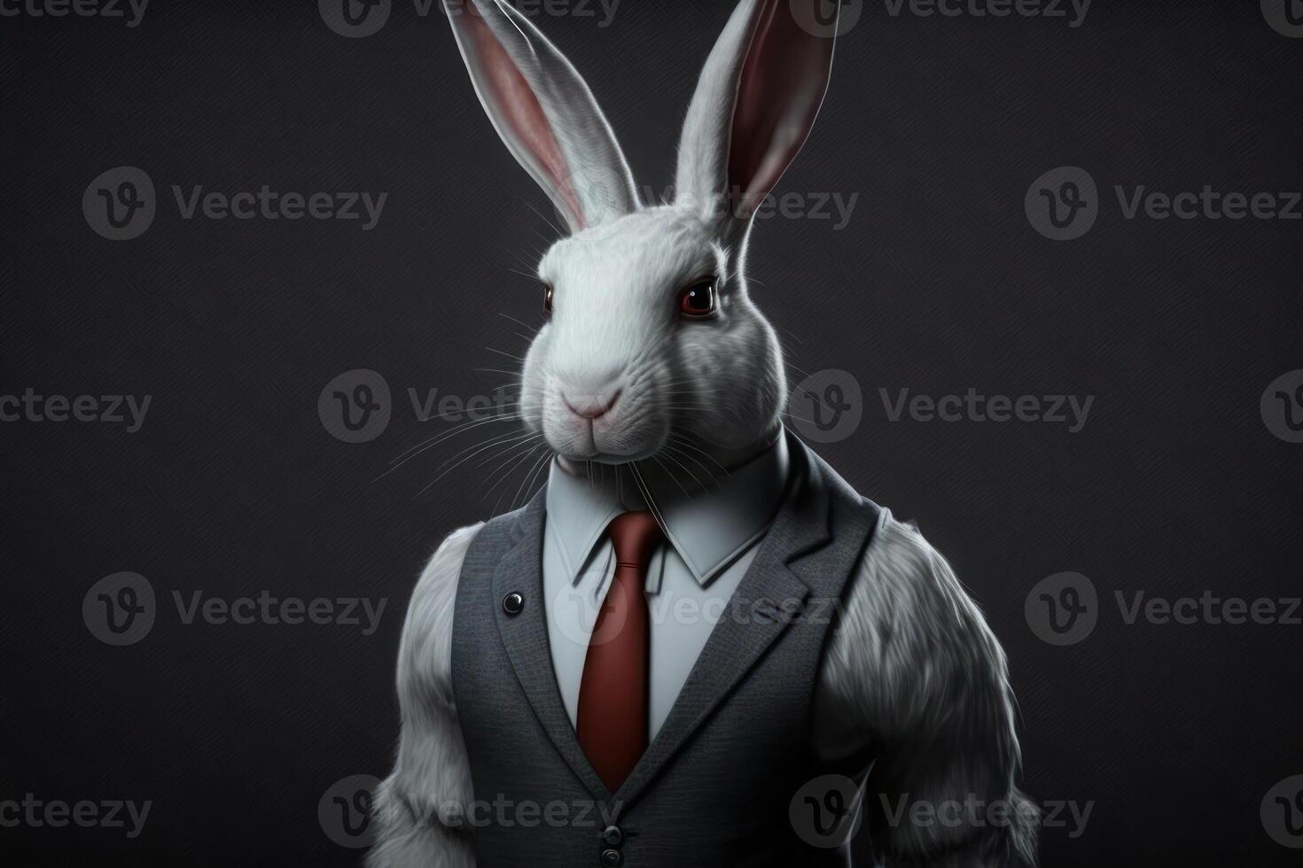hare in formal suit business idea in dark office photo