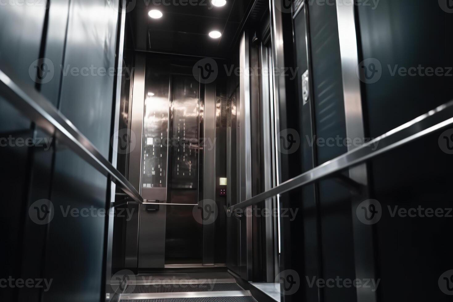 empty black elevator business building photo