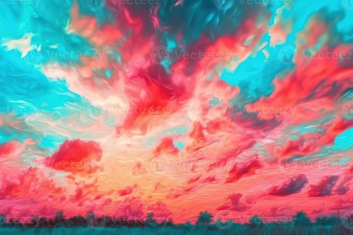 colorful watercolor sunset sky photo