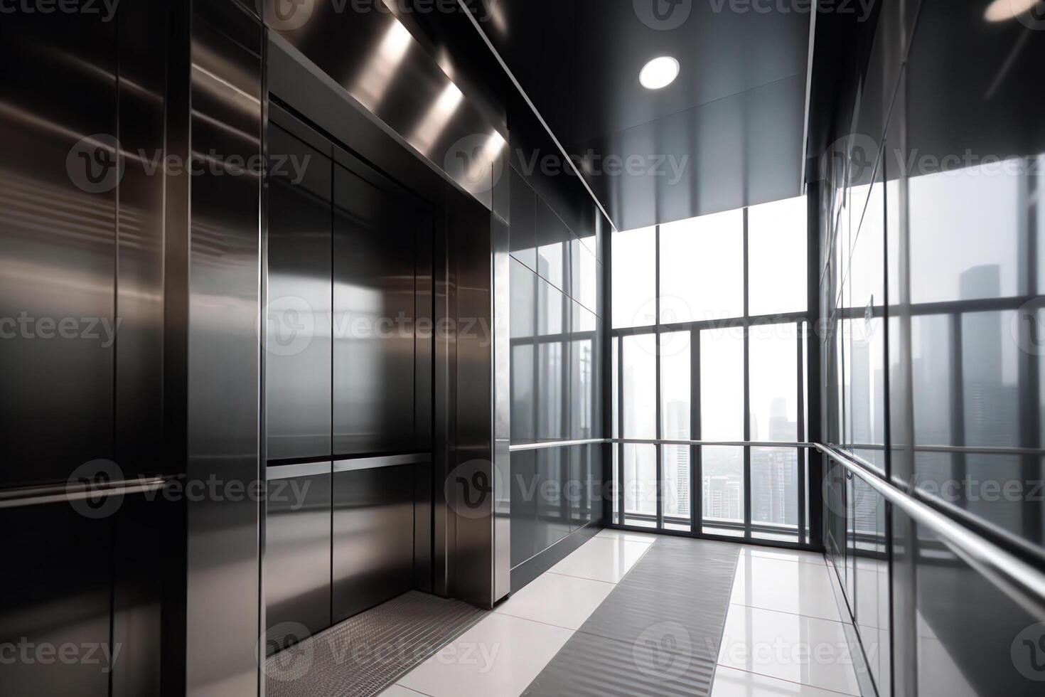 empty black elevator business building generative ai photo