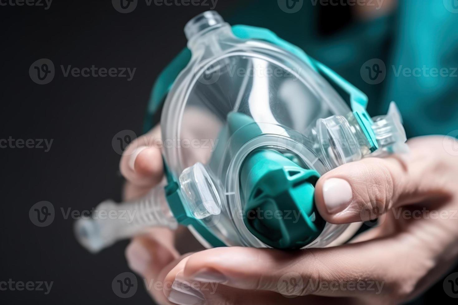 oxygen mask in doctor hands generative ai photo