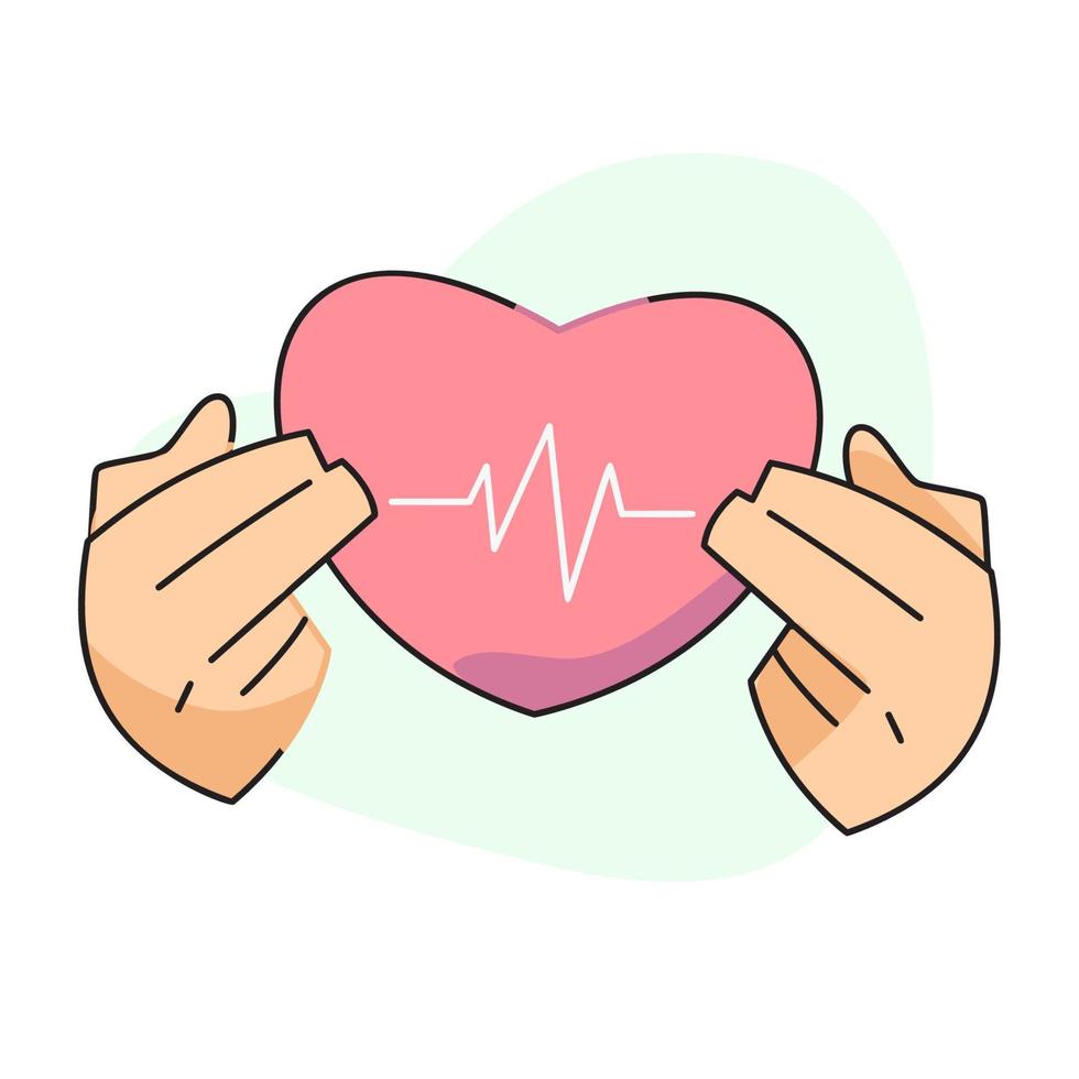 flat vector illustration, cute heart signal in heart.