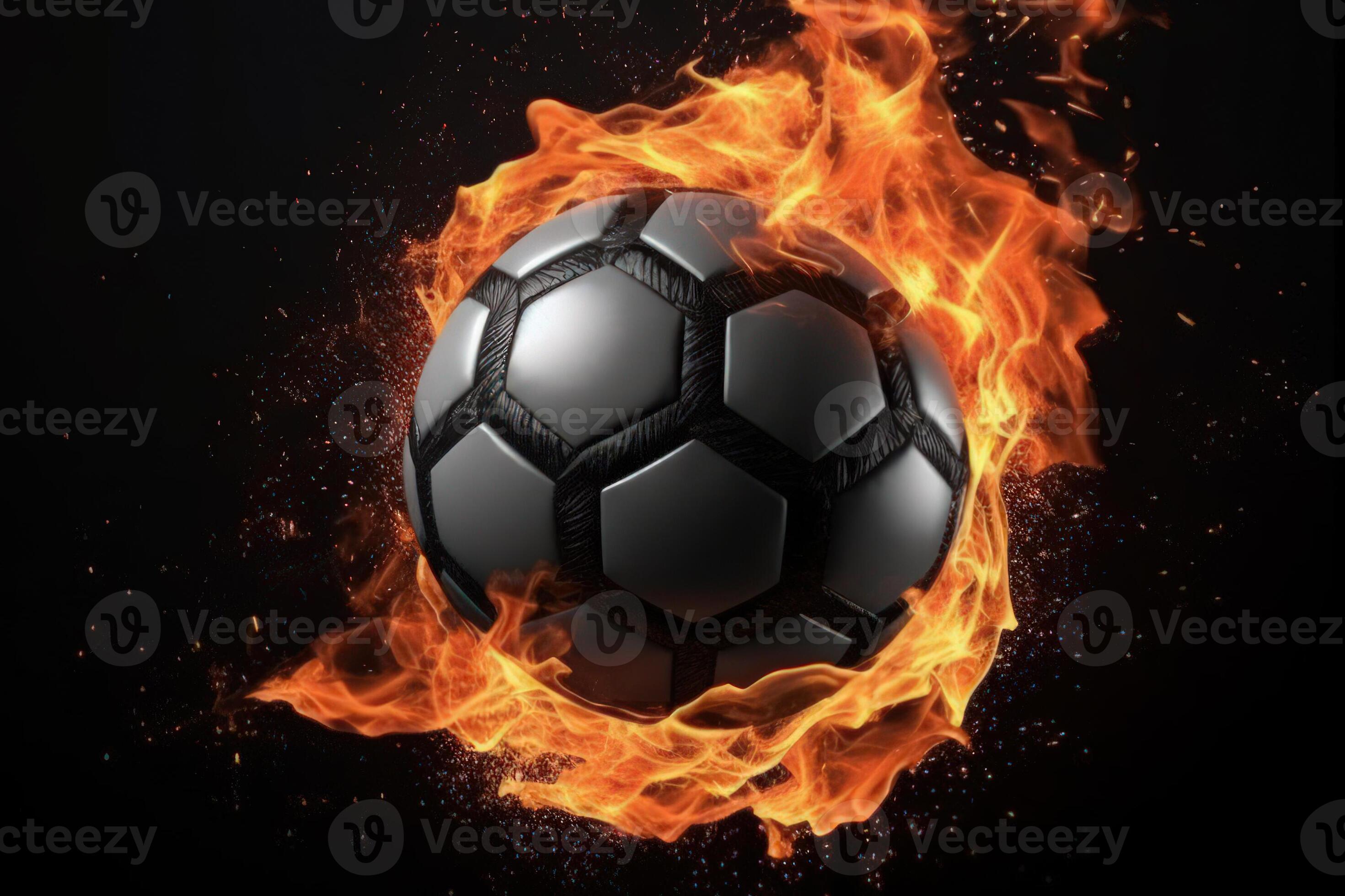 fiery soccer ball on black background, sports betting hot offer