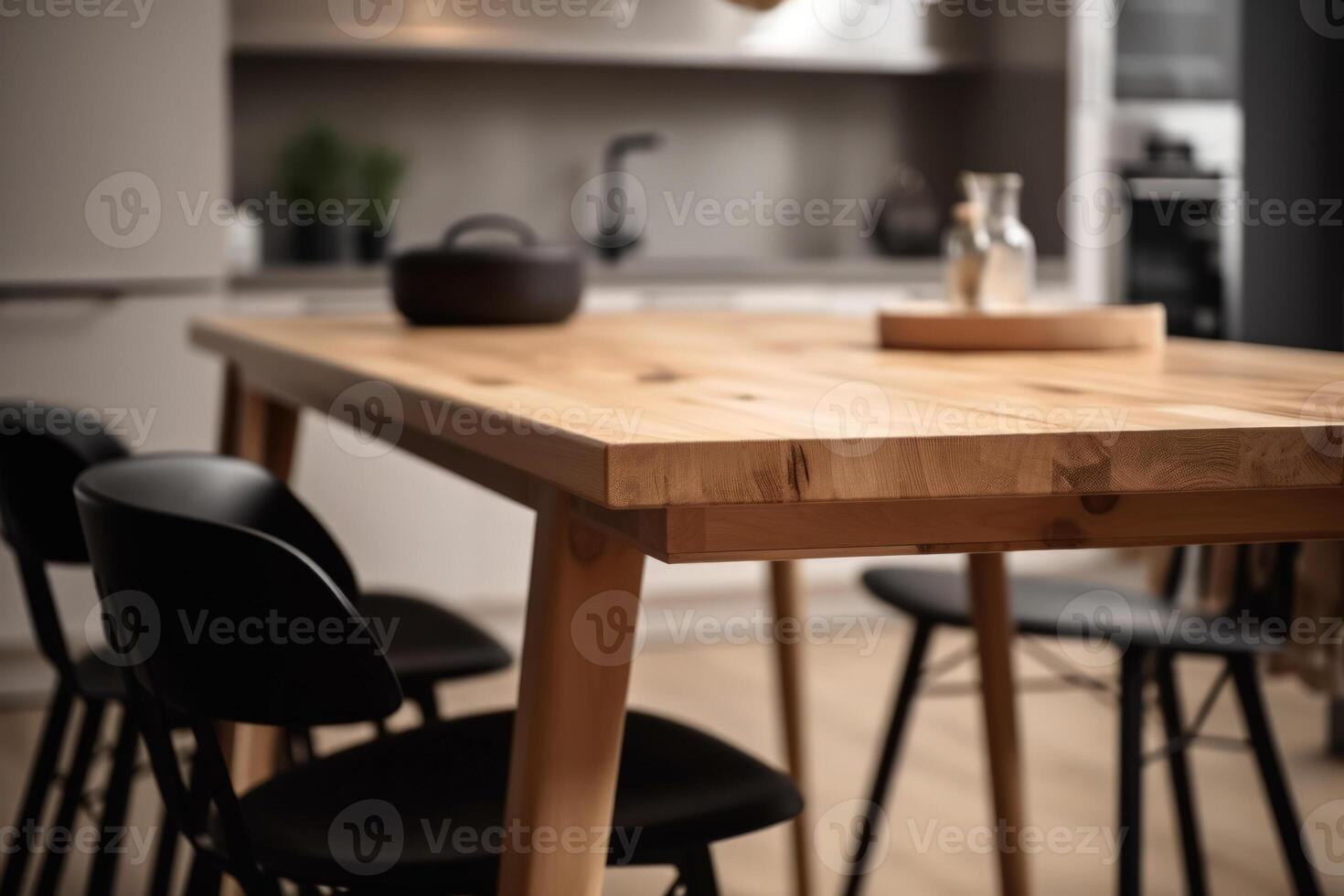 kitchen dining empty wooden table photo