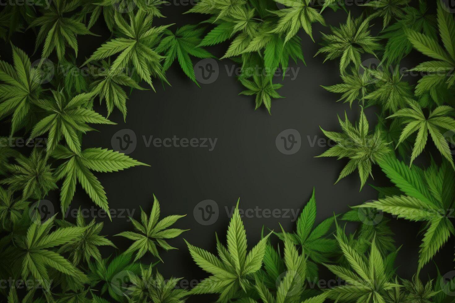 empty mockup with green cannabis leaves photo