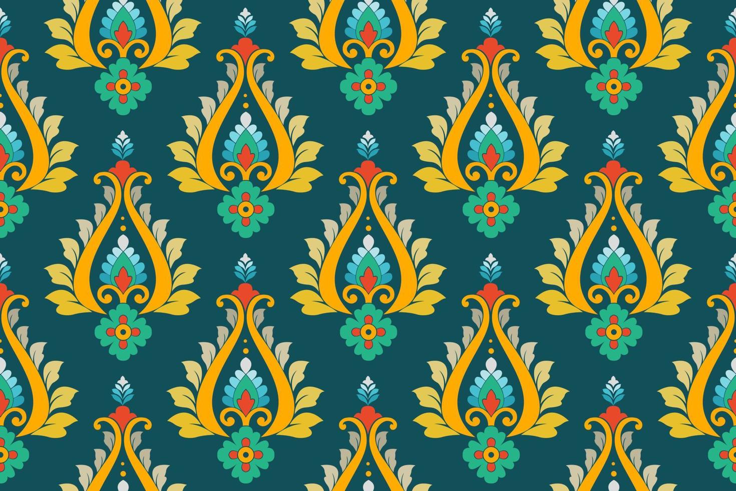 Floral seamless pattern. Vector indian decorative wallpaper. Batik indonesia. Colorful pattern with paisley and stylized flowers. Design for wrapping paper, cover, fabric, textile, wallpaper, curtains