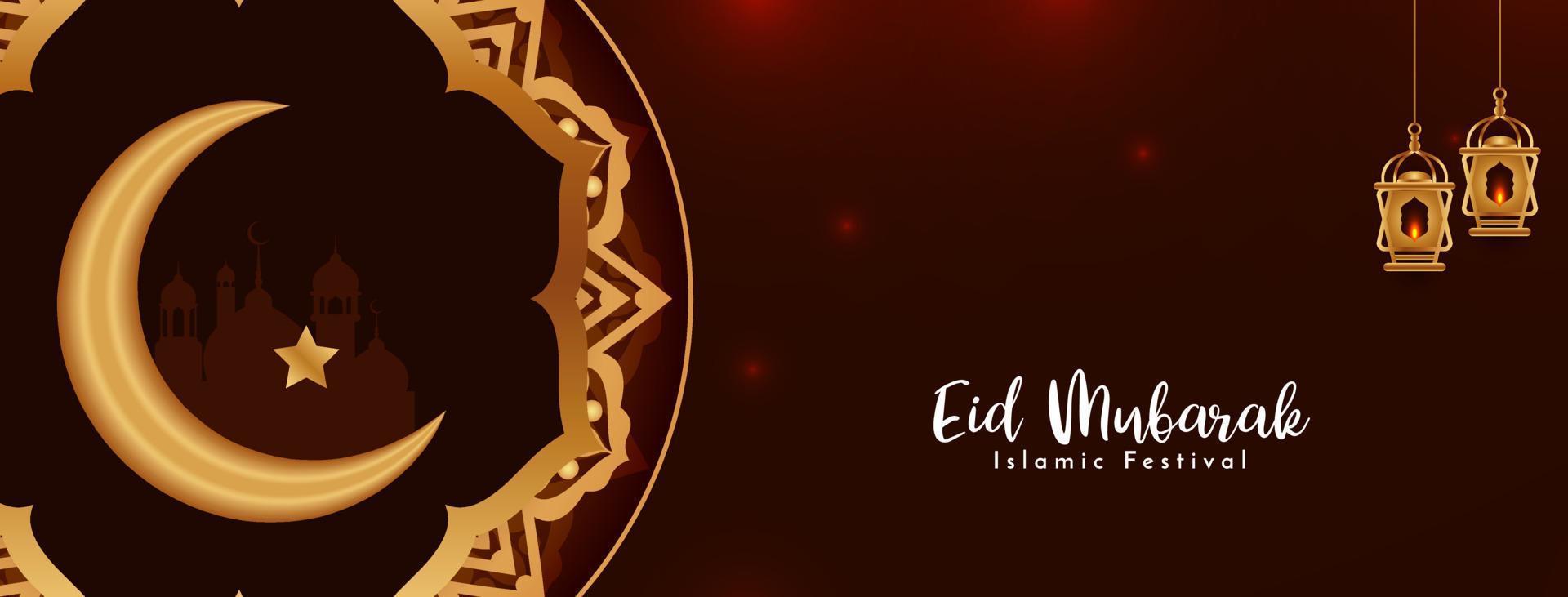 Eid Mubarak muslim cultural festival greeting banner design vector