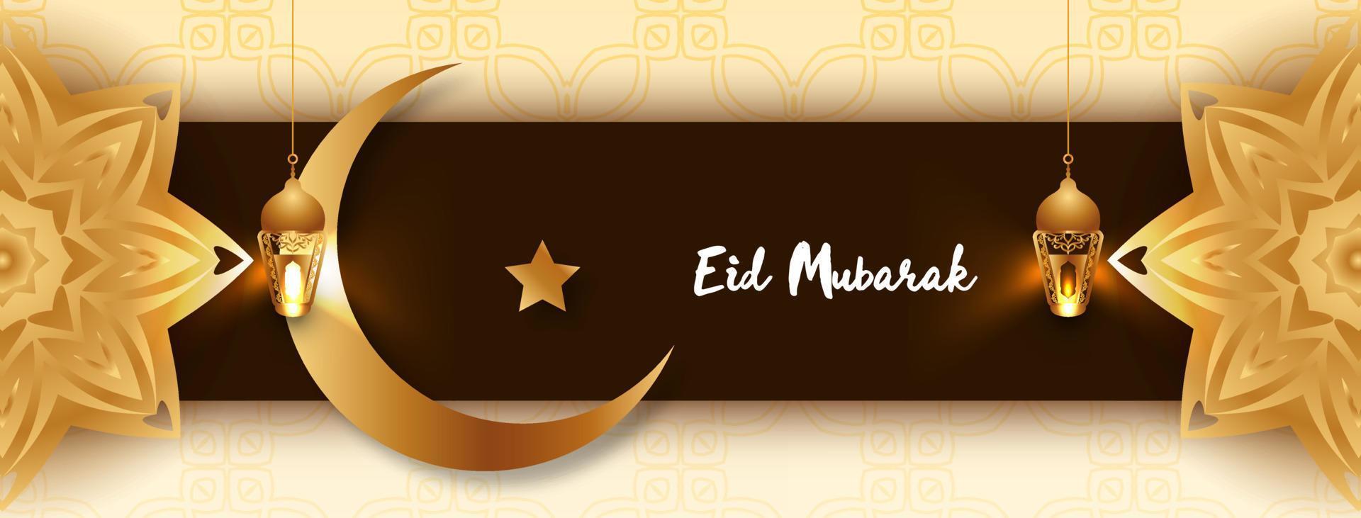 Eid Mubarak traditional festival islamic banner design vector