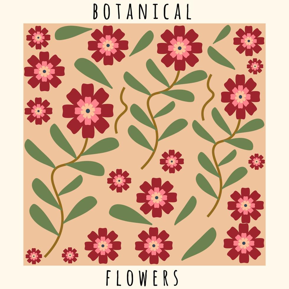 Vintage vector botanical illustration with Red and green color