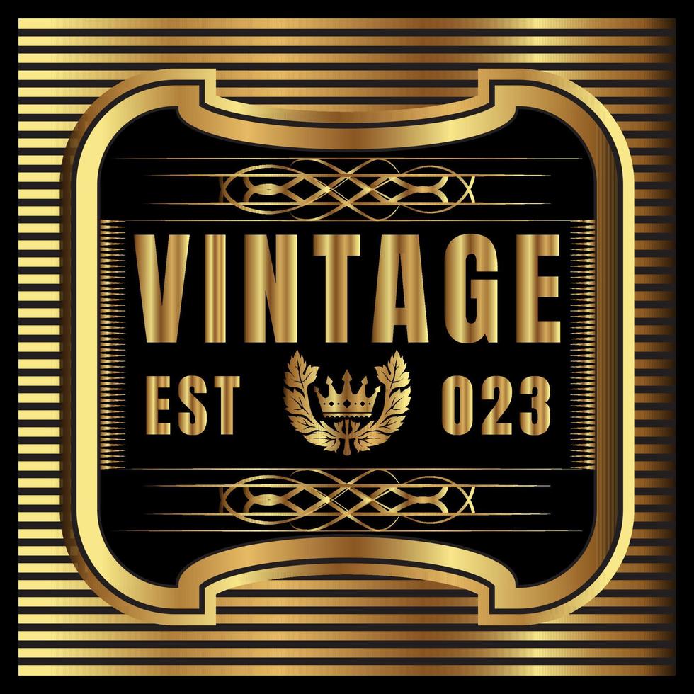 Vintage gold label with the black background color for premium food and drink and logos vector