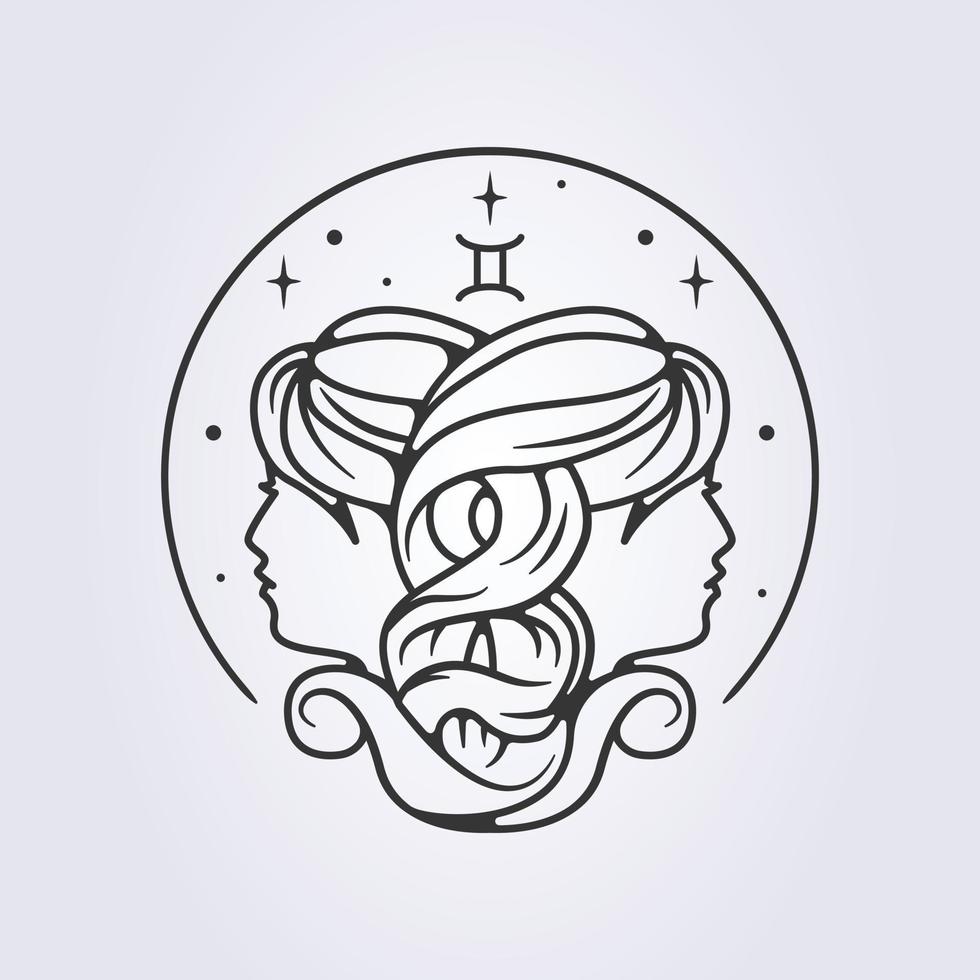 gemini zodiac astrology horoscope vector line art illustration design