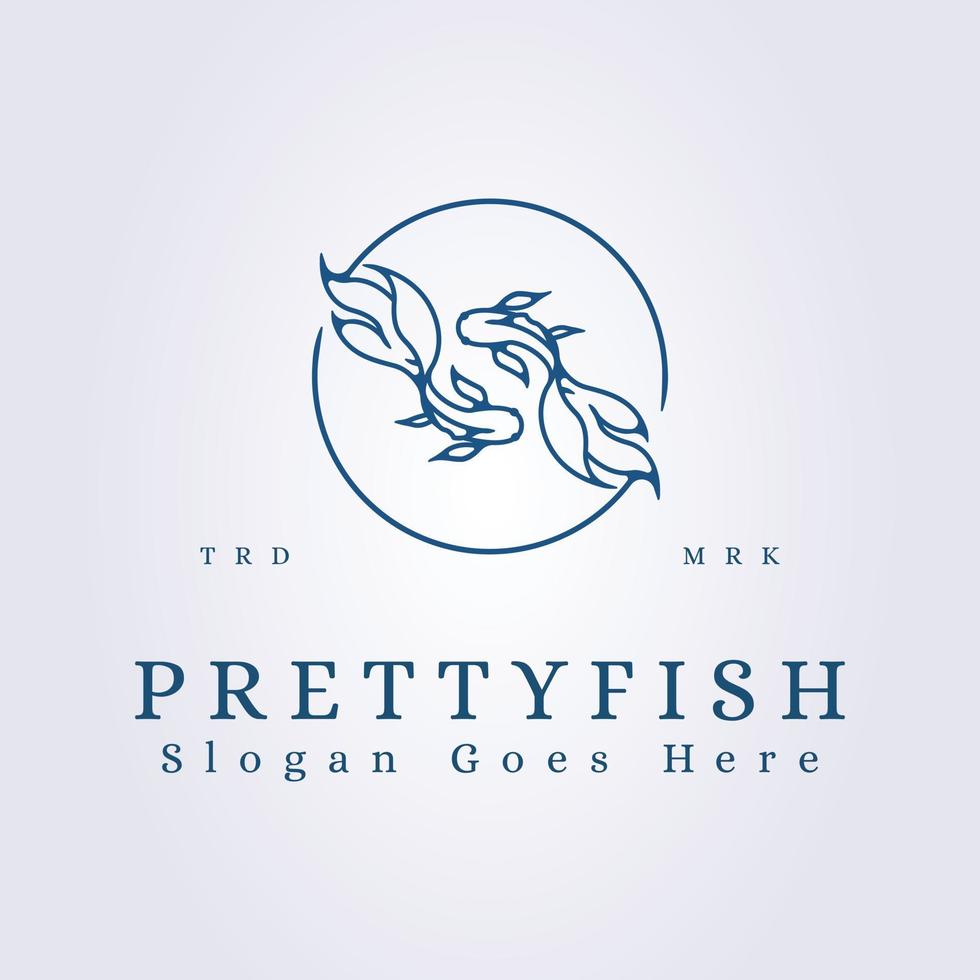 pretty couple fish logo vector line art illustration design