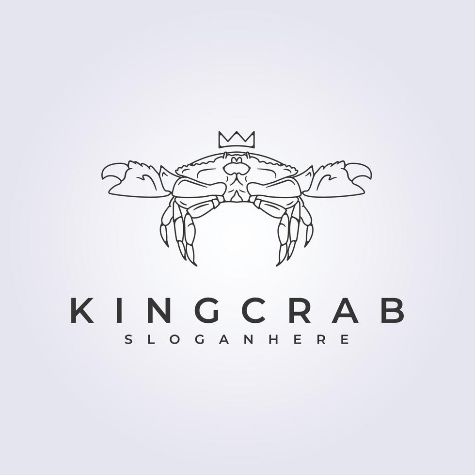 king crab with crown logo line art vector illustration design