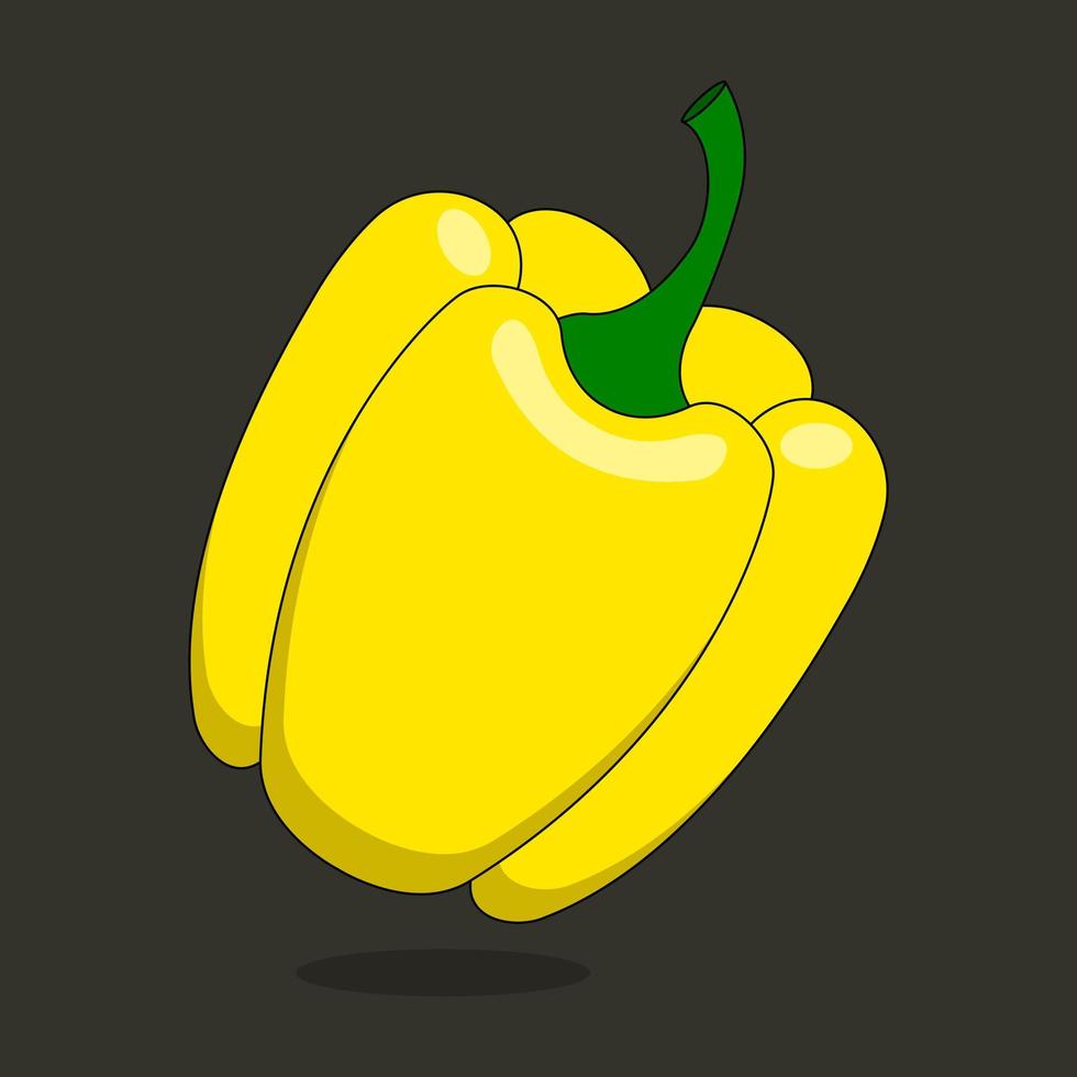 Vector yellow pepper on background.