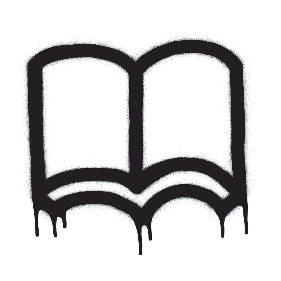 rociar pintado pintada libro icono palabra rociado aislado con un blanco antecedentes. pintada libro con terminado rociar en negro terminado blanco. vector ilustración.
