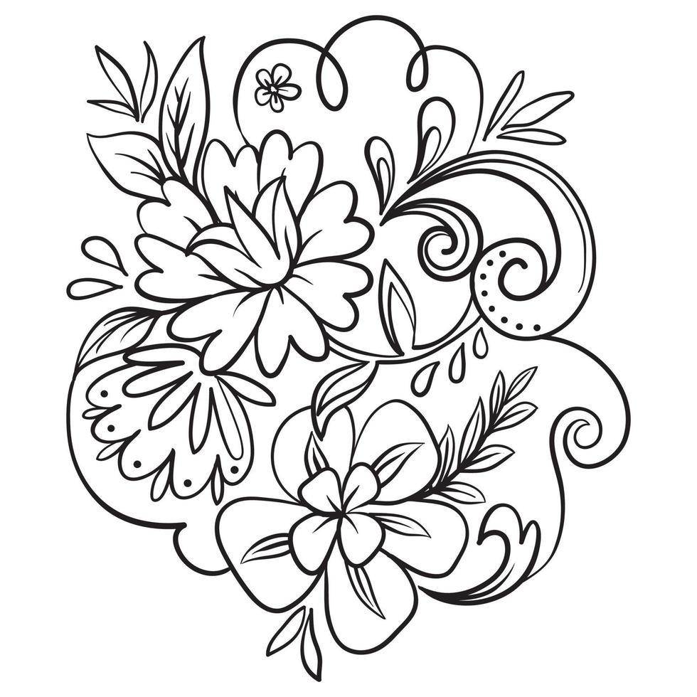 Hand drawn Doodle flowers. Vector illustration