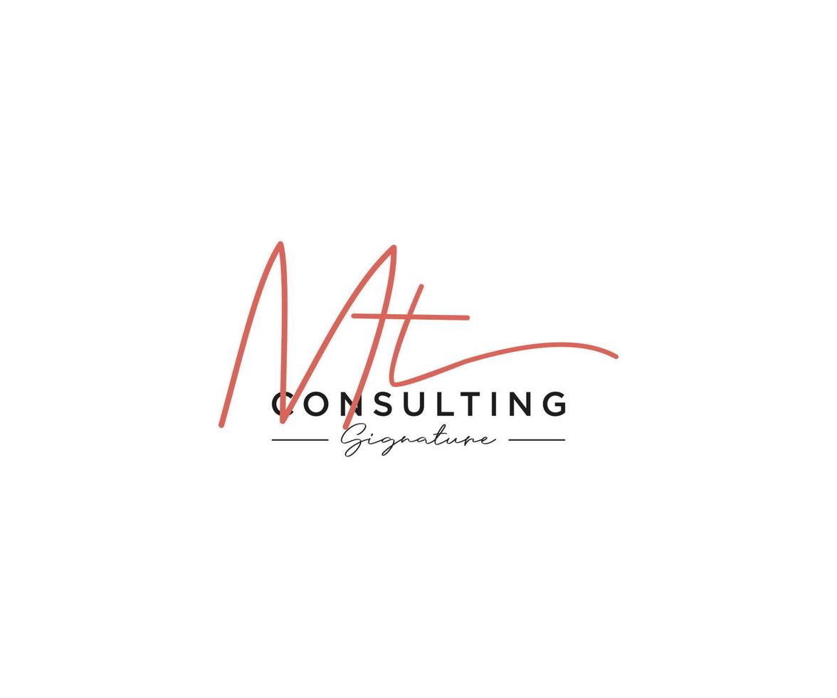 Initial MT signature logo collection template vector. Hand drawn Calligraphy lettering Vector illustration.