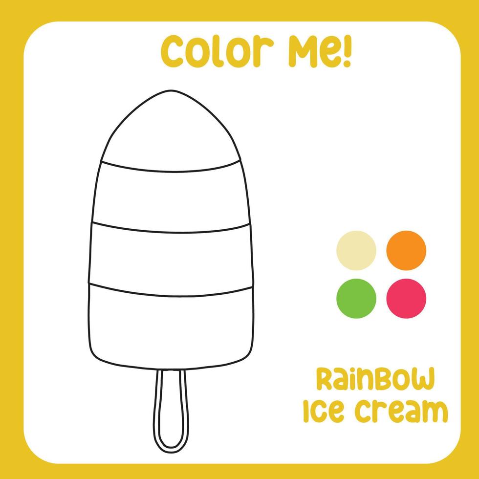 Coloring activity for children. Educational coloring worksheet. Printable coloring page or sheet outline of ice cream on white background. Practice worksheet for school and kindergarten. Vector file.