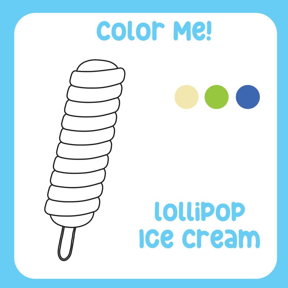 Coloring activity for children. Educational coloring worksheet. Printable coloring page or sheet outline of ice cream on white background. Practice worksheet for school and kindergarten. Vector file.