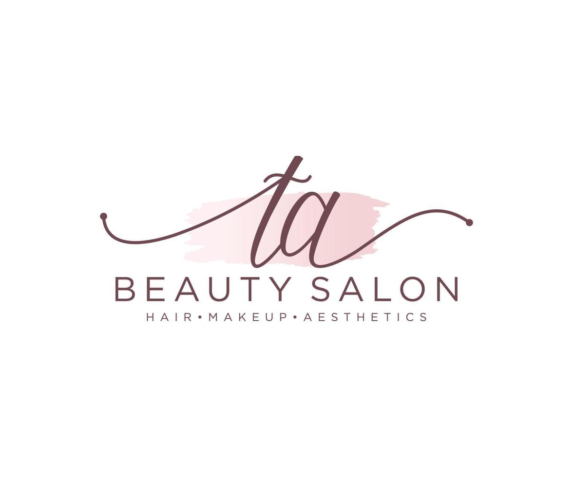 Initial TA feminine logo collections template. handwriting logo of initial signature, wedding, fashion, jewerly, boutique, floral and botanical with creative template for any company or business. vector