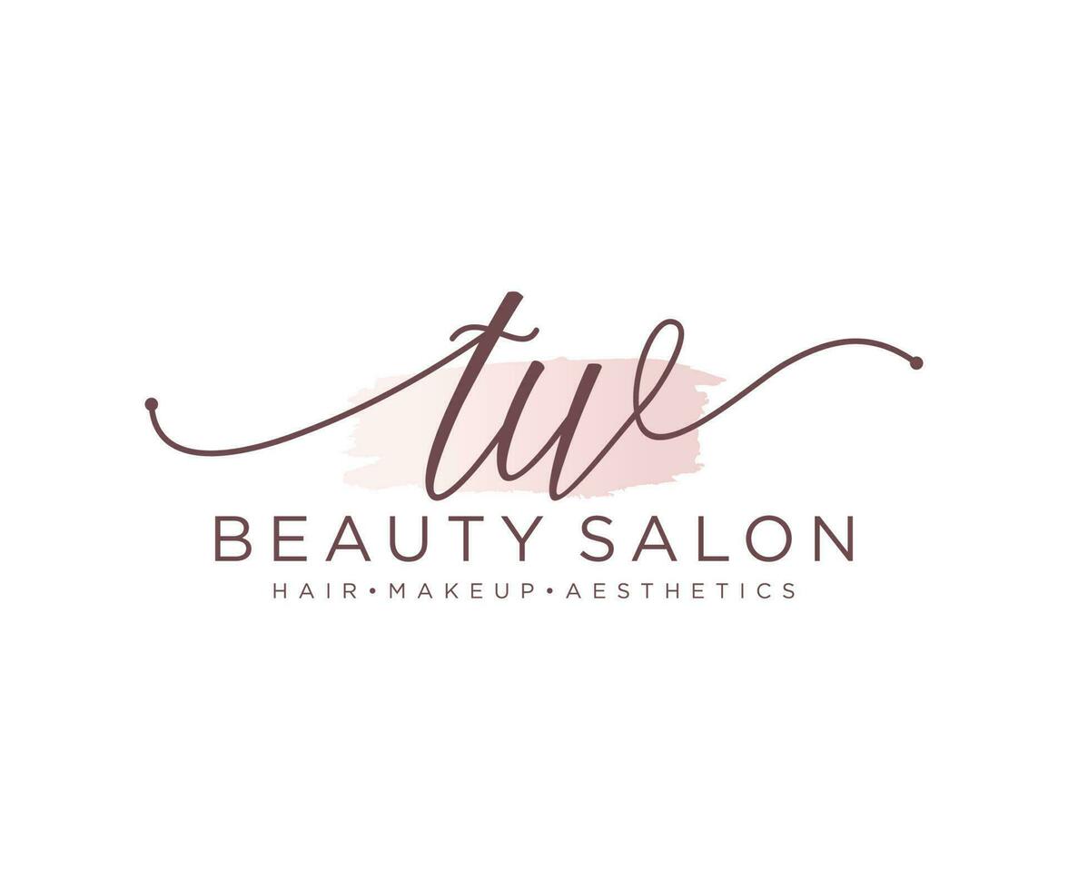 Initial TW feminine logo collections template. handwriting logo of initial signature, wedding, fashion, jewerly, boutique, floral and botanical with creative template for any company or business. vector