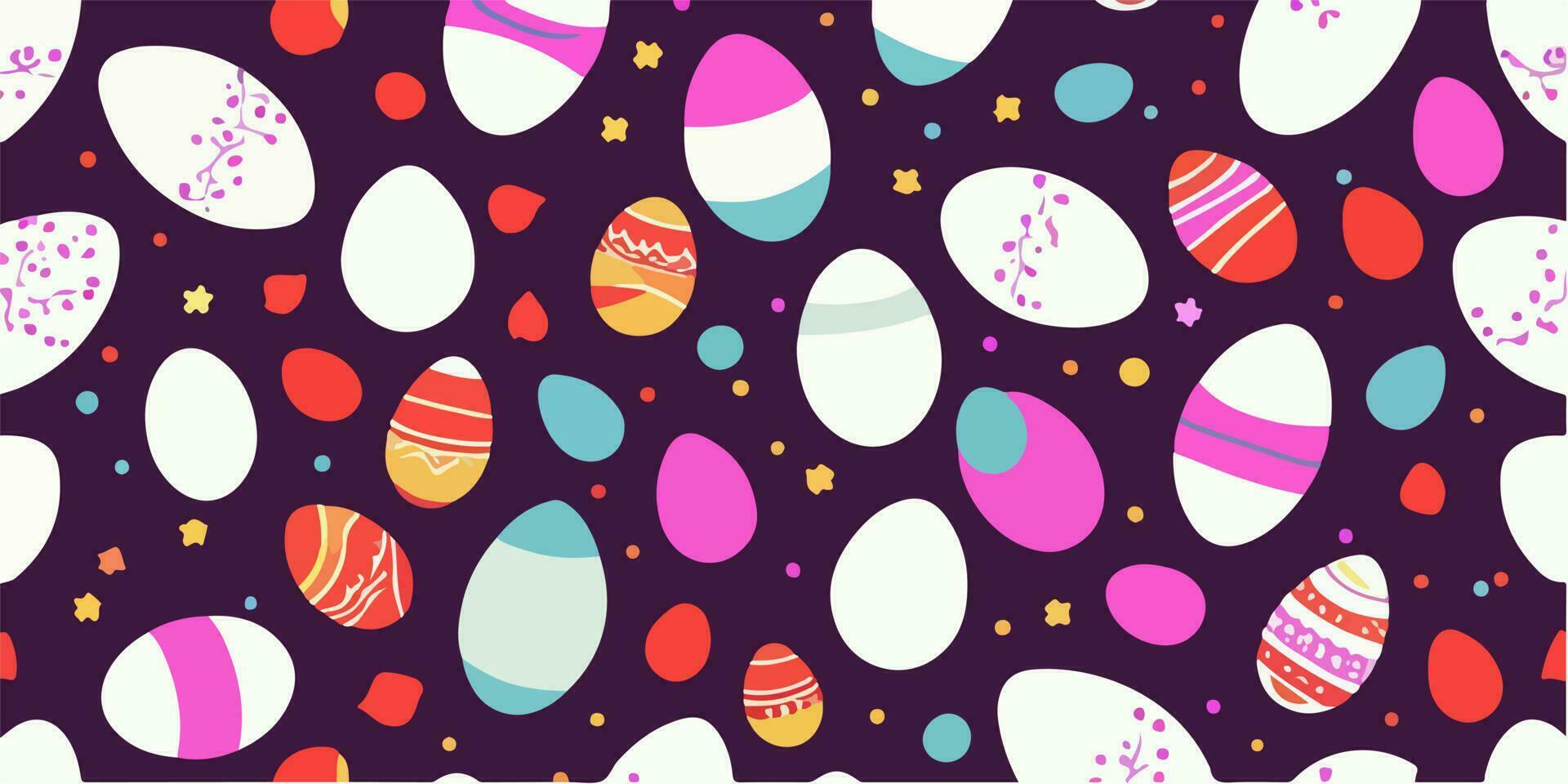 Vector Easter Egg Background with Chickens