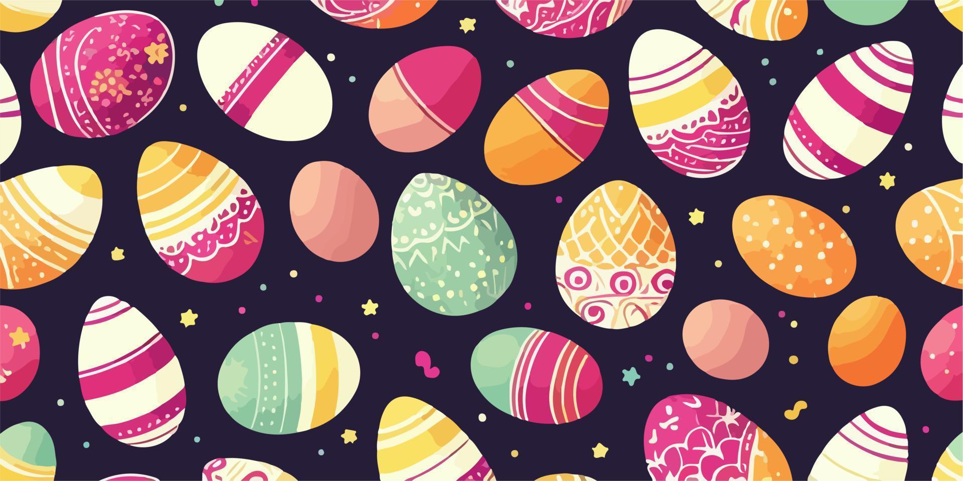Vector Happy Easter Greetings with Painted Eggs