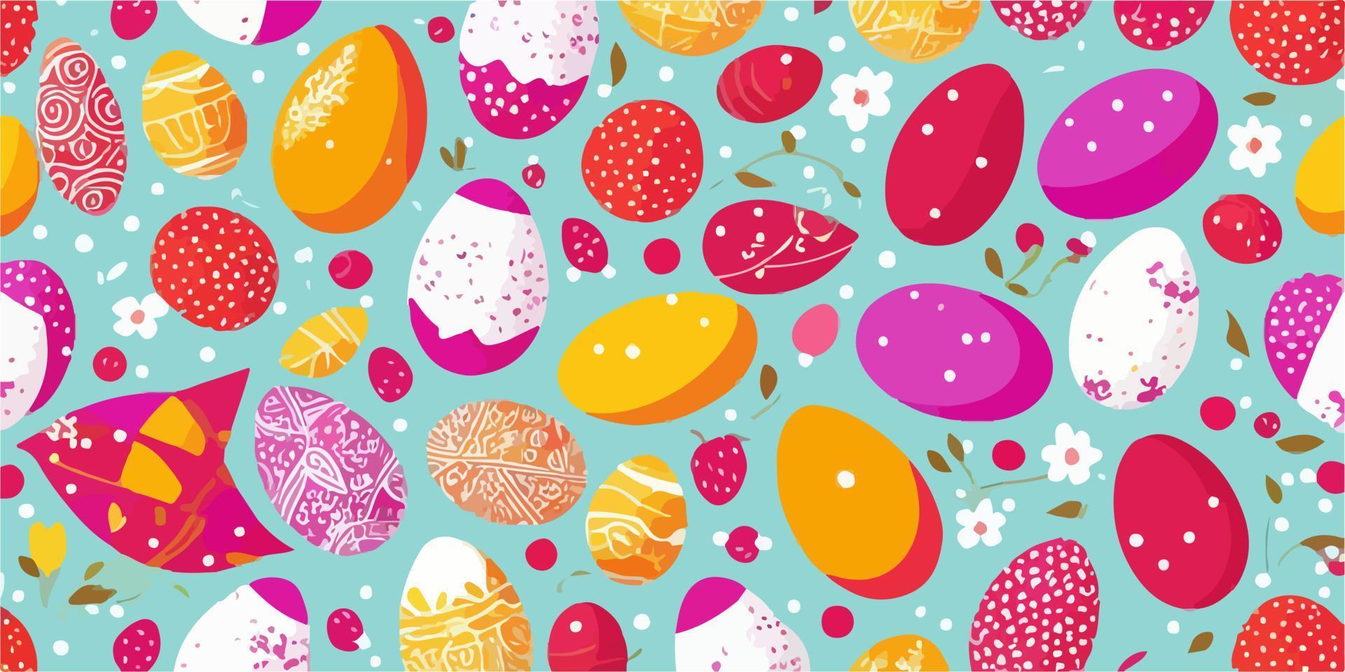 Vector April Easter Holiday Celebration with Painted Eggs