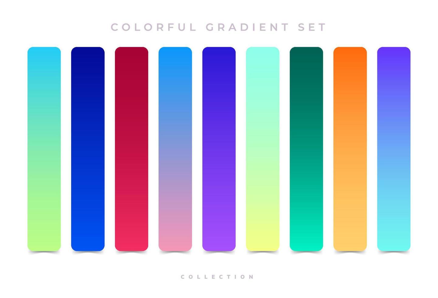 Collection of colorful smooth gradient backgrounds for graphic design. Vector illustration