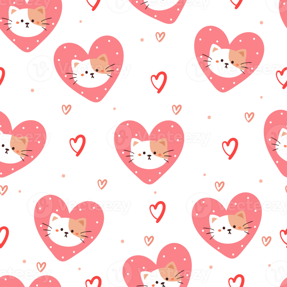 seamless pattern cartoon cat. cute animal wallpaper for textile, gift wrap paper png