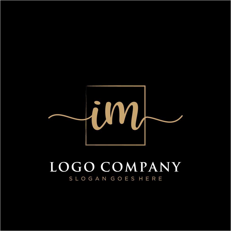 Initial IM feminine logo collections template. handwriting logo of initial signature, wedding, fashion, jewerly, boutique, floral and botanical with creative template for any company or business. vector