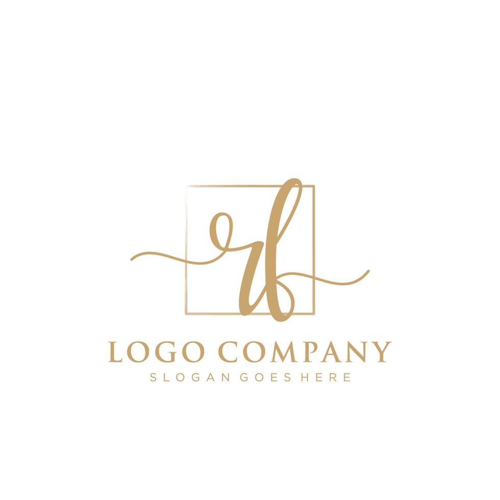 Initial RF feminine logo collections template. handwriting logo of initial signature, wedding, fashion, jewerly, boutique, floral and botanical with creative template for any company or business. vector