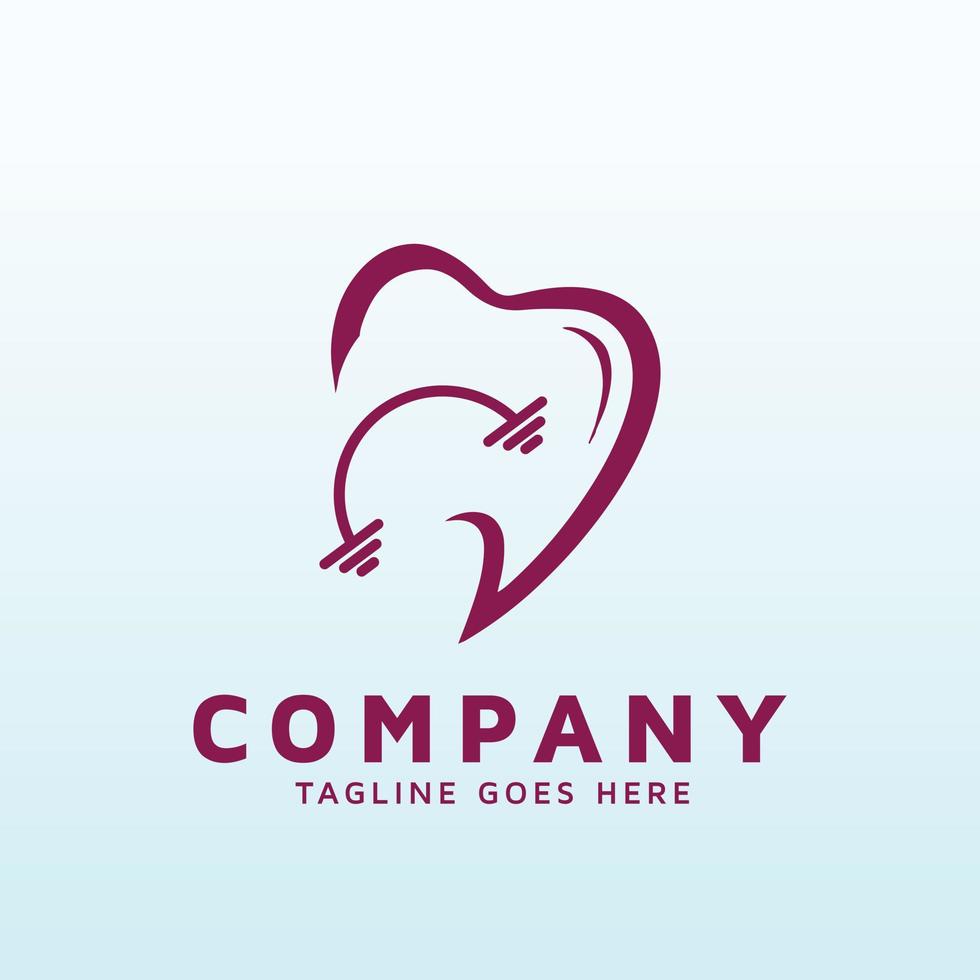 dental office logo design with fitness gym icon vector