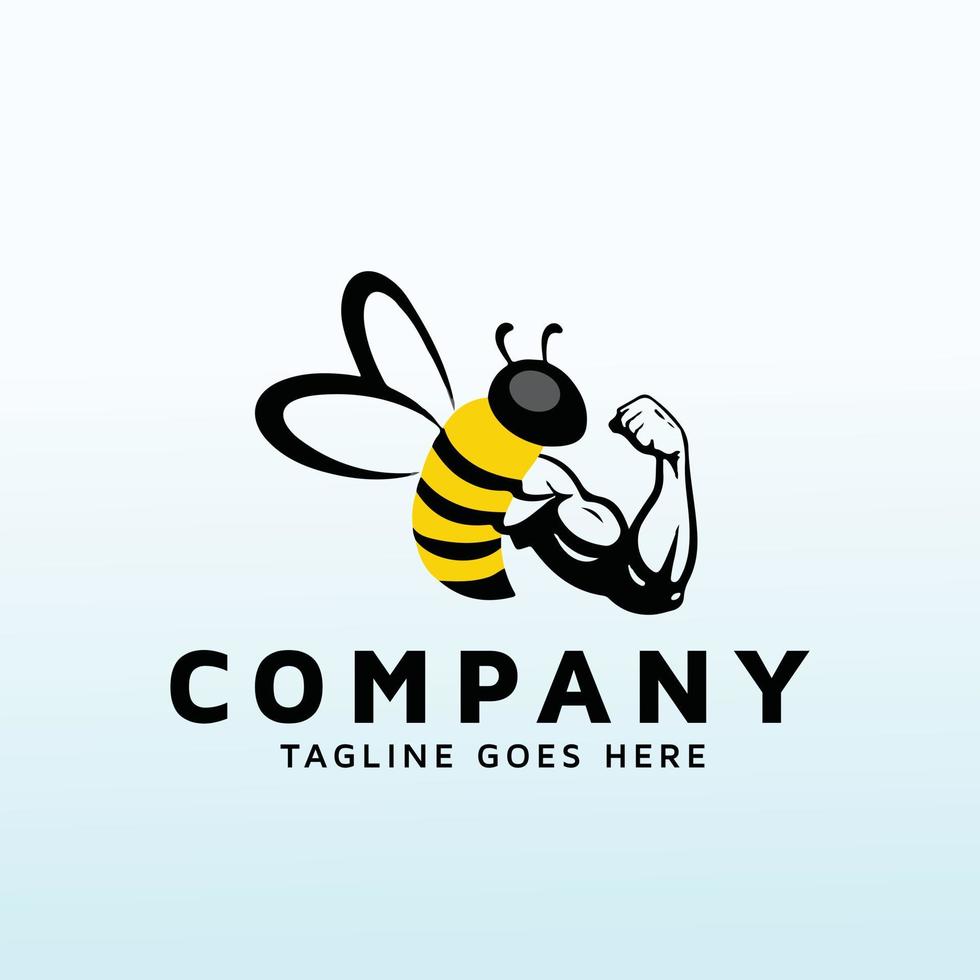 cool bumble bee logo design with fitness icon vector