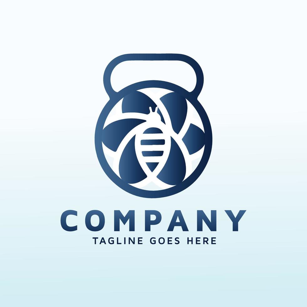 cool bumble bee logo design with fitness icon. vector