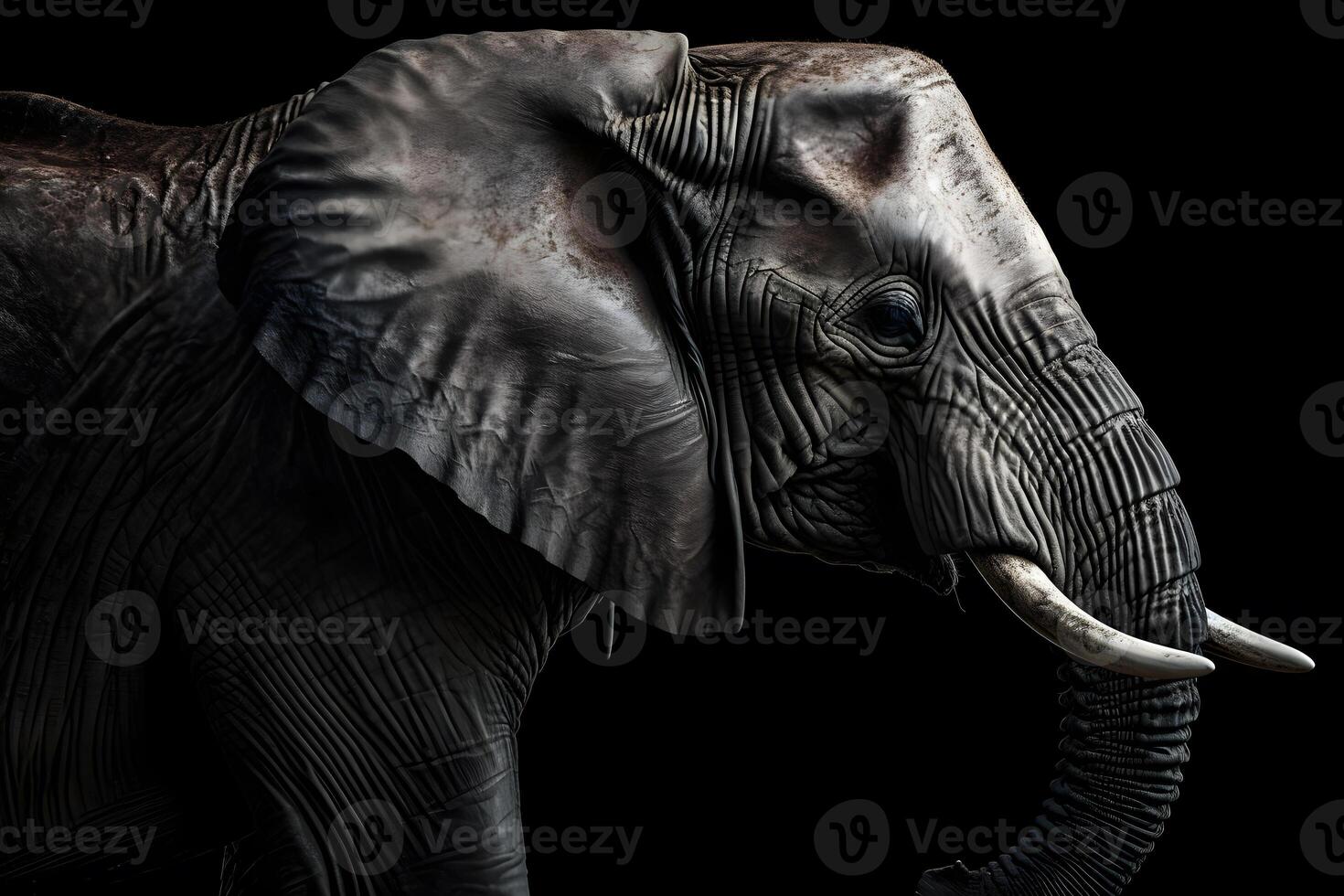 Elephants on dark background. photo