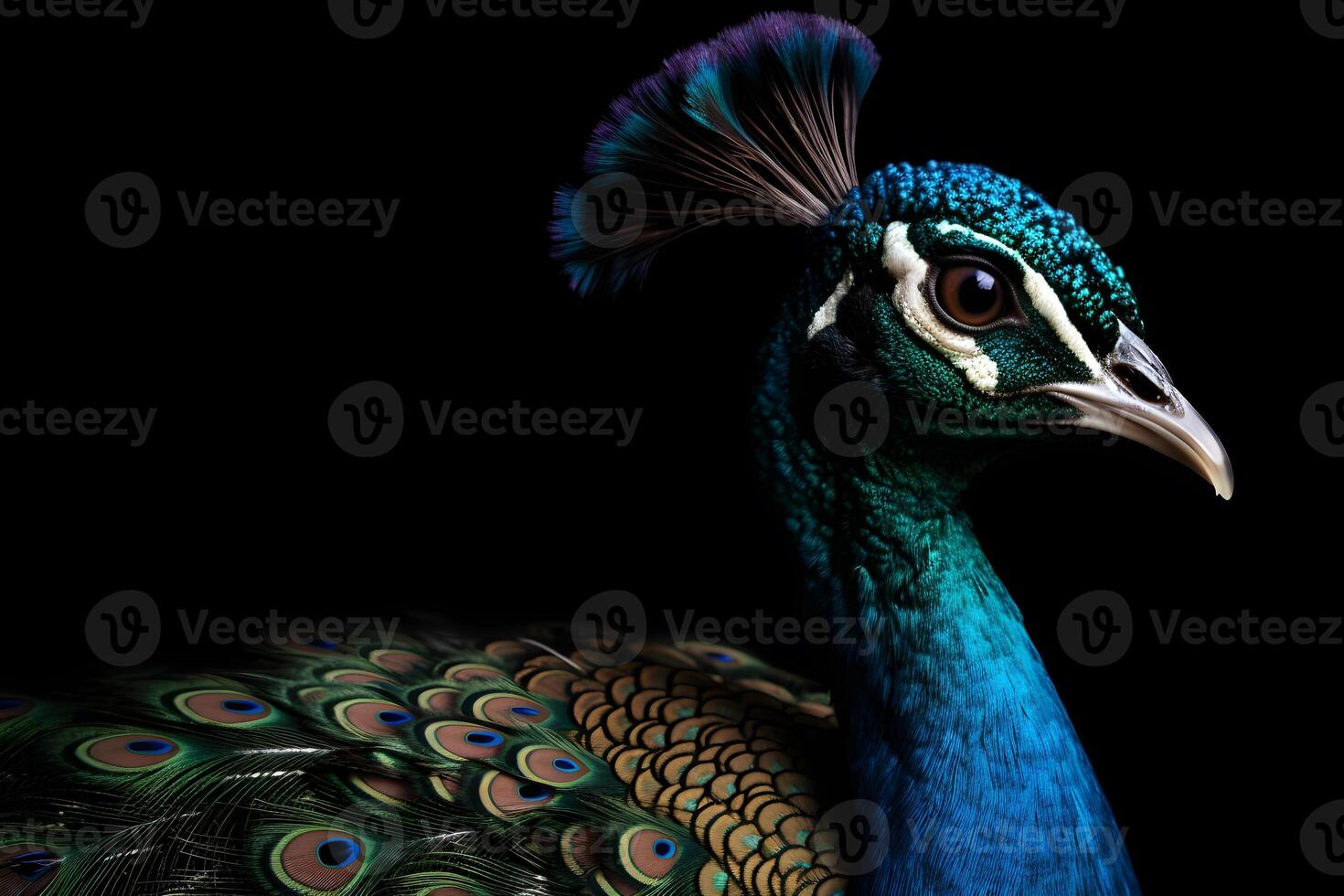 Peacock on a dark background. photo