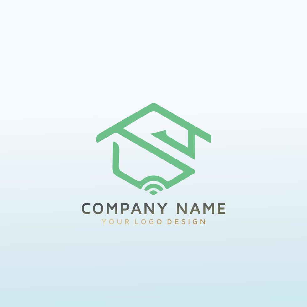 smart home vector logo design letter S