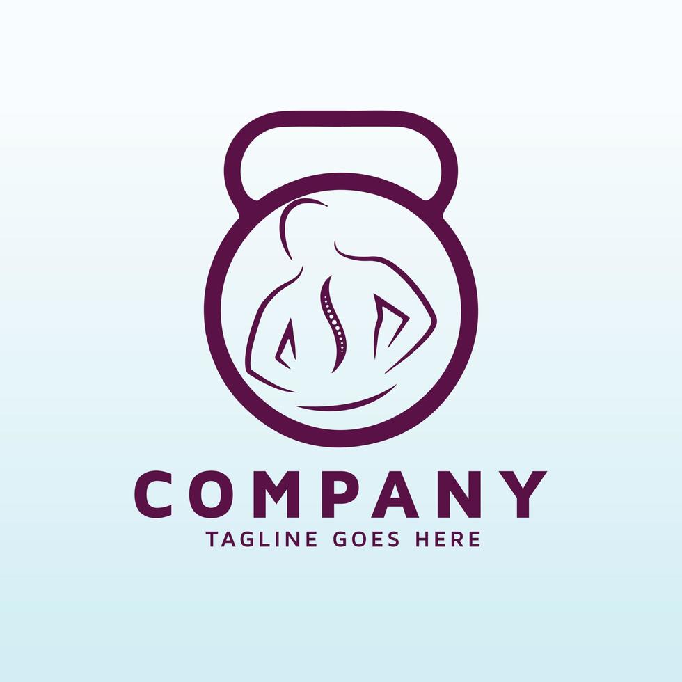 Chiropractic logo design with fitness gym icon vector
