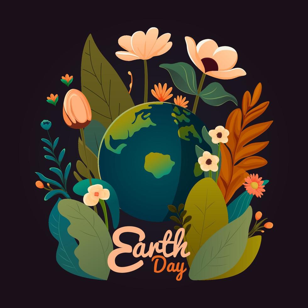 World Earth Day Concept. Planet with continents.  Illustration for Earth Day for graphic and web design, business presentations, marketing, etc.  Vector