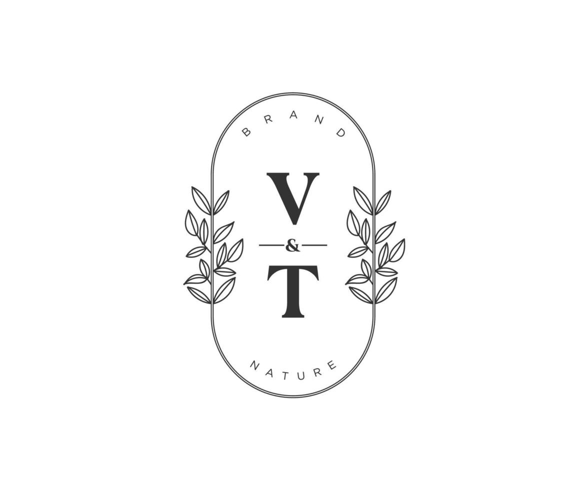 inicial Vermont letras hermosa floral femenino editable prefabricado monoline logo adecuado para spa salón piel pelo belleza boutique y cosmético compañía. vector