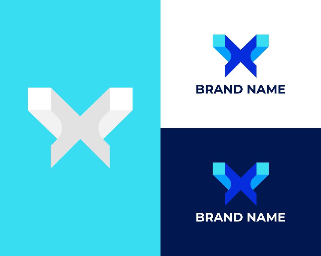 Abstract MX 3d modern business logo design template vector