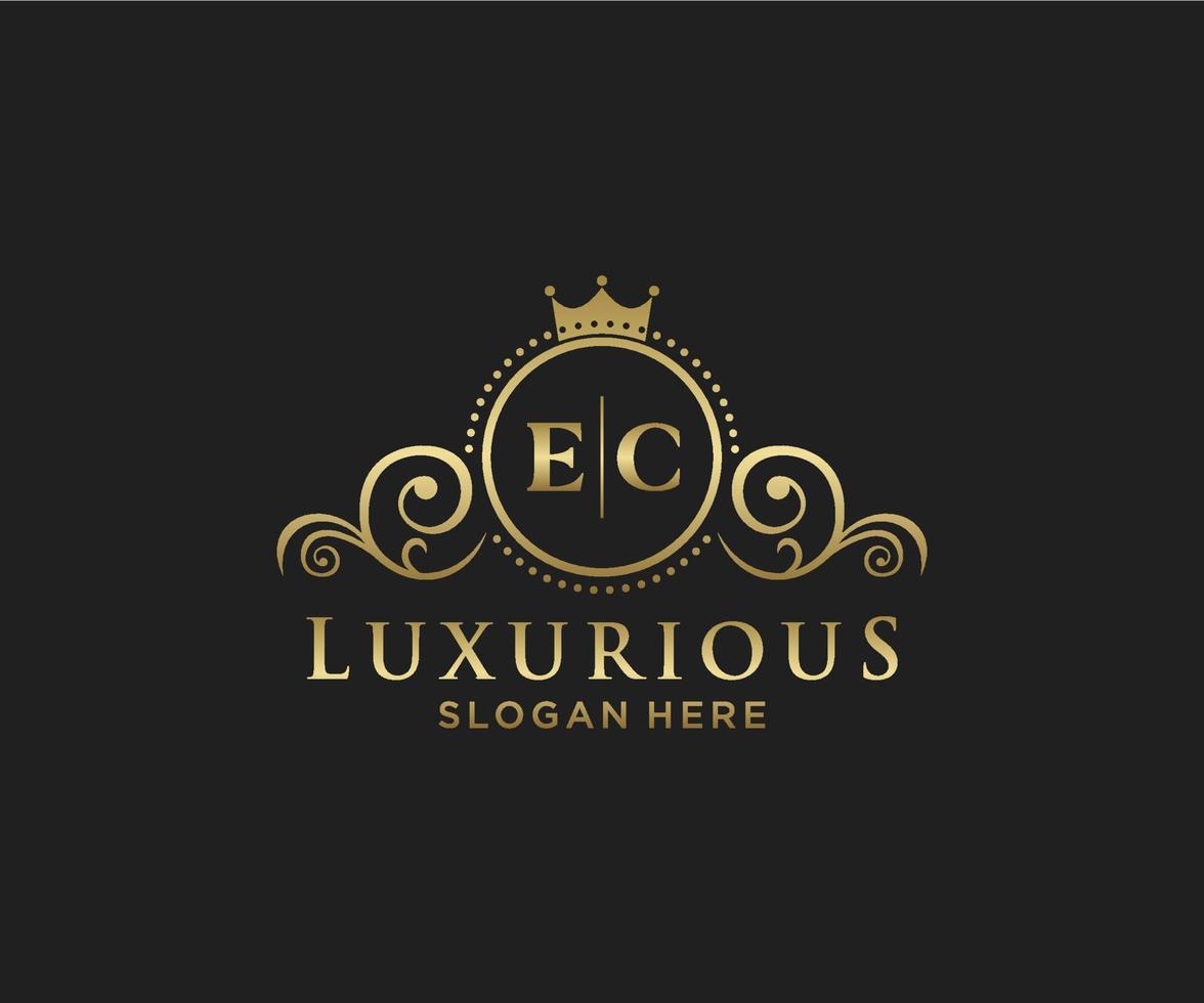 Initial EC Letter Royal Luxury Logo template in vector art for Restaurant, Royalty, Boutique, Cafe, Hotel, Heraldic, Jewelry, Fashion and other vector illustration.