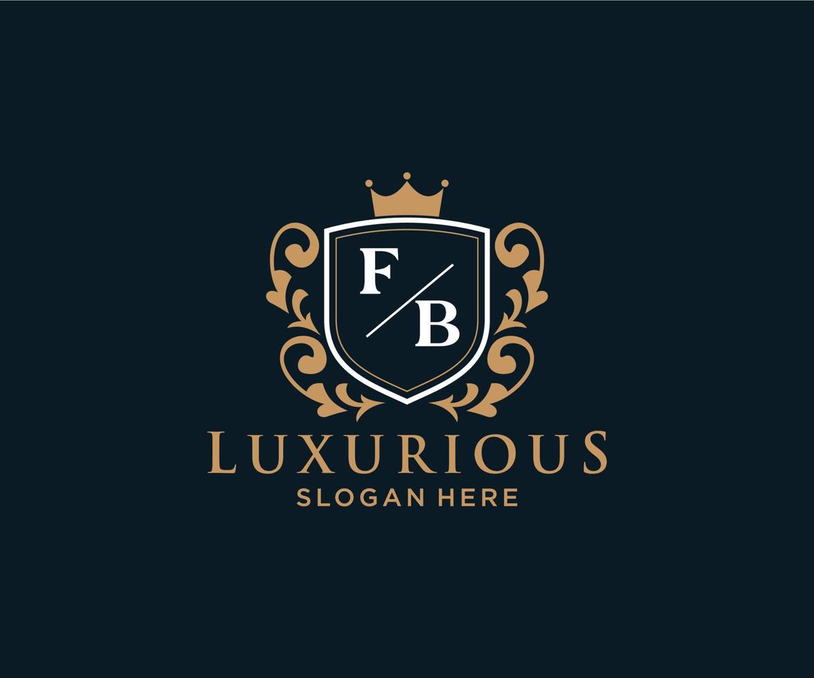 Initial FB Letter Royal Luxury Logo template in vector art for Restaurant, Royalty, Boutique, Cafe, Hotel, Heraldic, Jewelry, Fashion and other vector illustration.